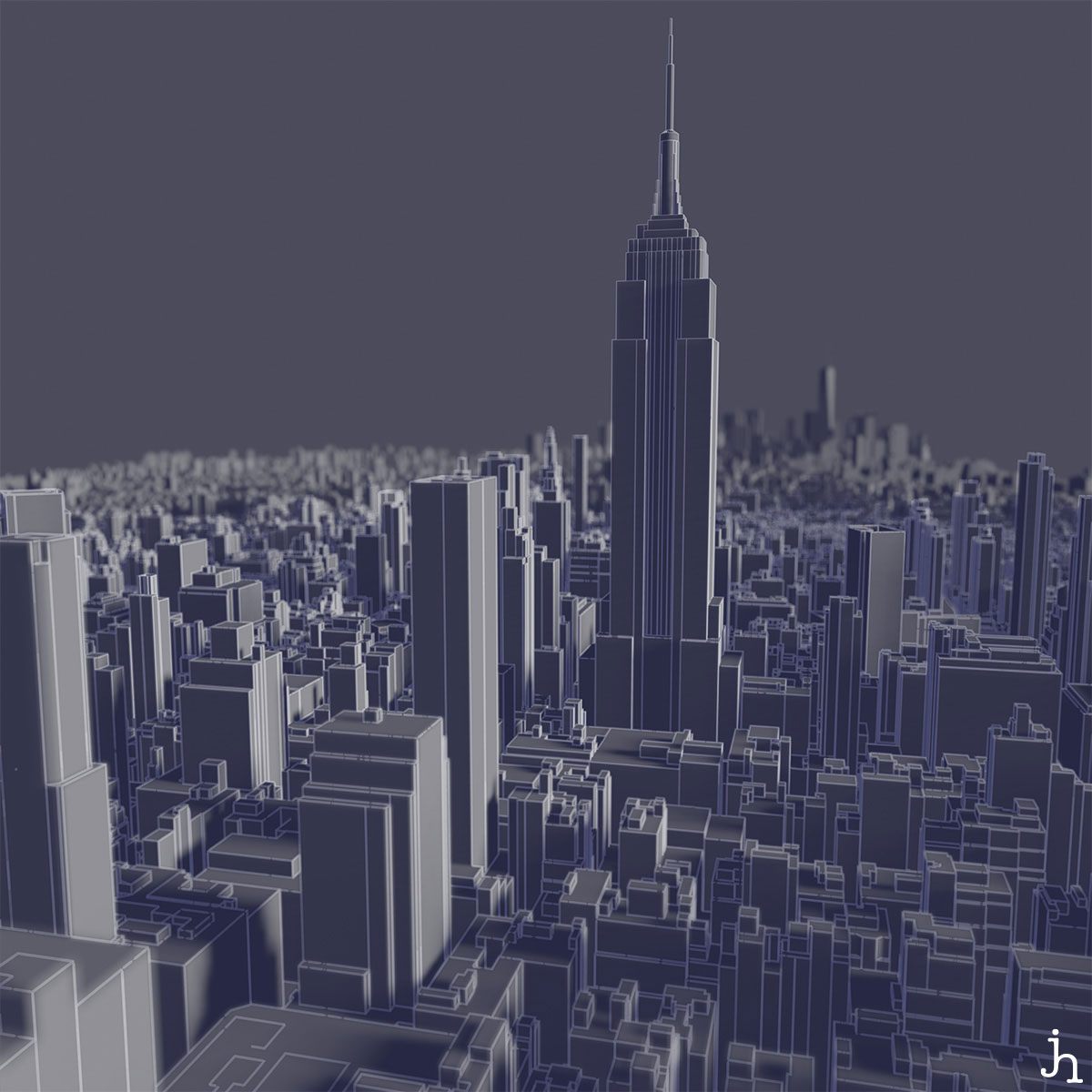 nyc Empire state Building 3d model render